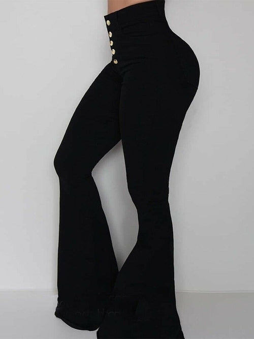 LateurGo Vintage Casual High Waist Pants with Breasted Button - Slim and Elegant