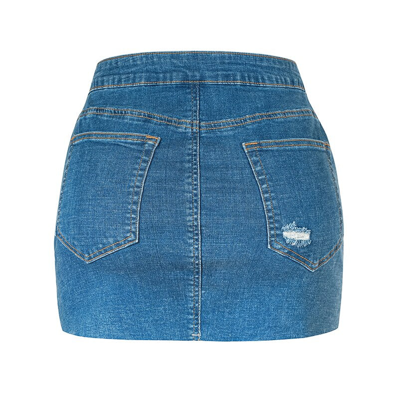 High Waist Elastic Denim Skirt A-Line for women by LateurGo 
