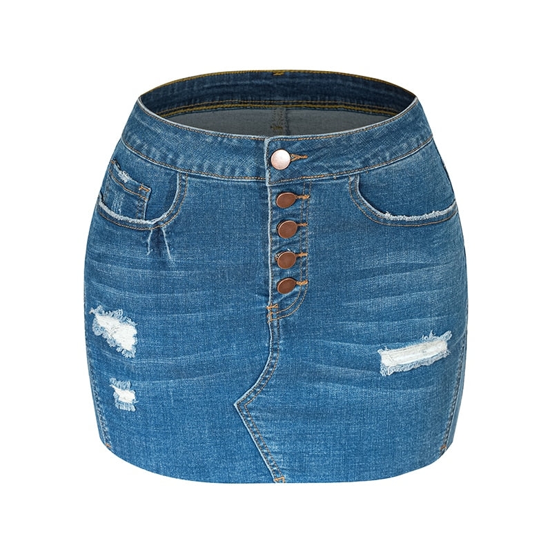 High Waist Elastic Denim Skirt A-Line for women by LateurGo 