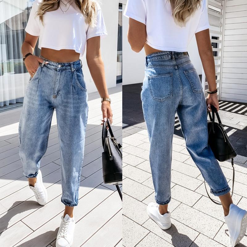 LateurGo Vintage High Waist Straight Jeans Pant Loose Denim Jeans