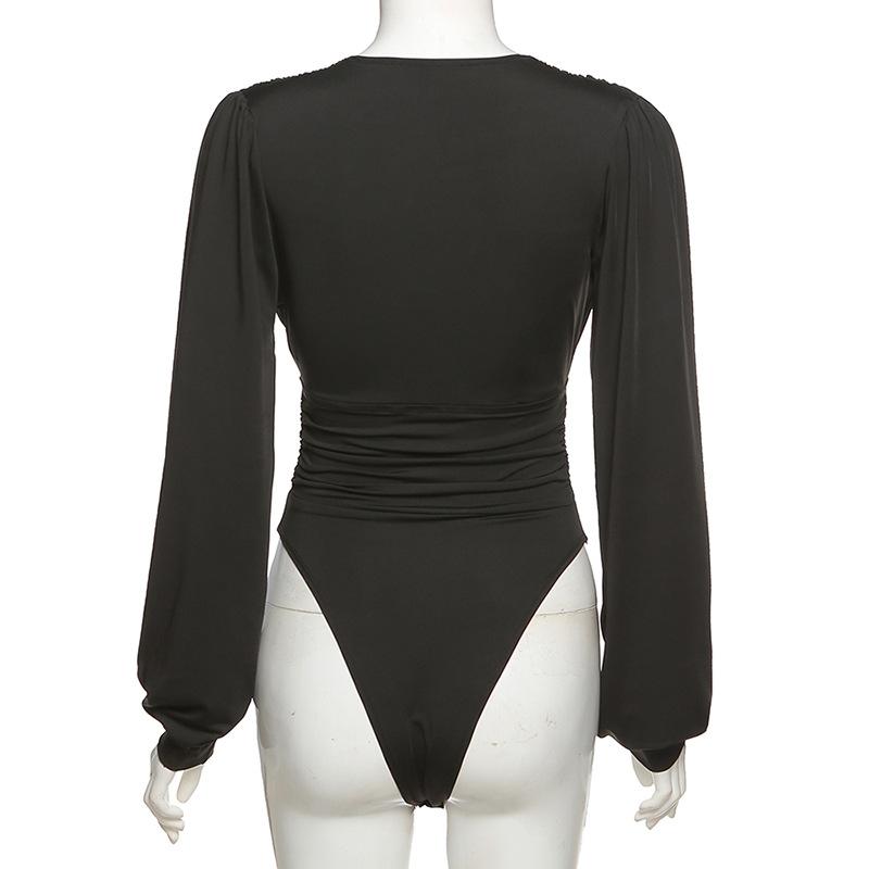 LateurGo Women's Long Sleeve V-Neck Bodysuit