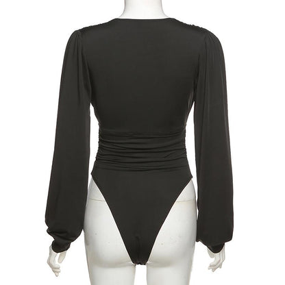 LateurGo Women's Long Sleeve V-Neck Bodysuit