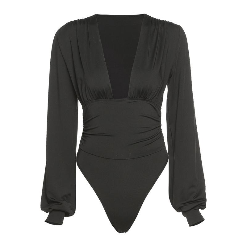 LateurGo Women's Long Sleeve V-Neck Bodysuit