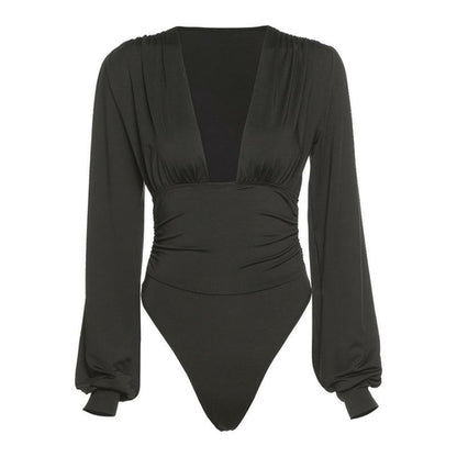 LateurGo Women's Long Sleeve V-Neck Bodysuit