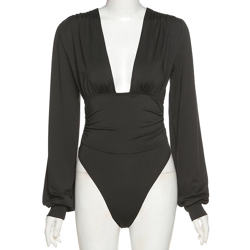 LateurGo Women's Long Sleeve V-Neck Bodysuit