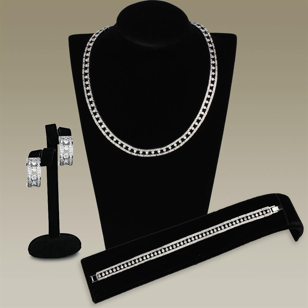  Rhodium Brass Jewelry Sets with AAA Grade CZ | LateurGo