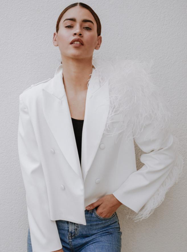 Lydia Ostrich Feather Blazer | Elegant Fashion