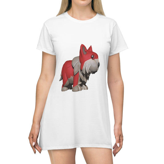 Red Dog All Over Print T-Shirt Dress | LateurGo