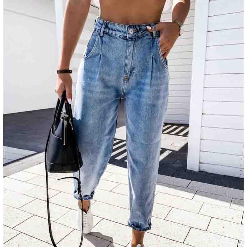 LateurGo Vintage High Waist Straight Jeans Pant Loose Denim Jeans