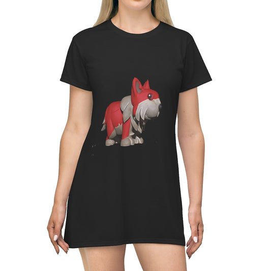 Red Dog All Over Print T-Shirt Dress | LateurGo