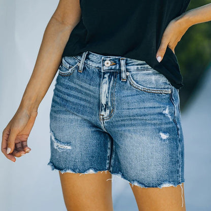 LateurGo Women's Summer Fringe Denim Shorts
