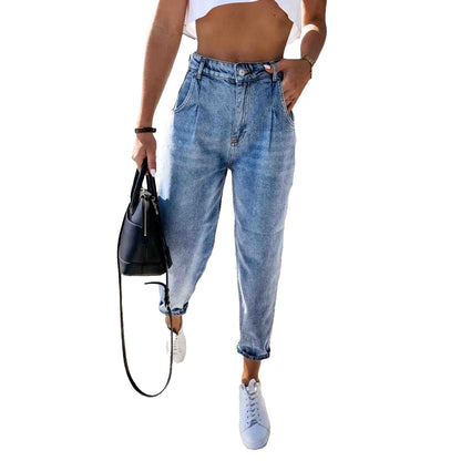 LateurGo Vintage High Waist Straight Jeans Pant Loose Denim Jeans