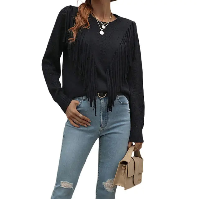 LateurGo Women's Tassels Autumn Sweater