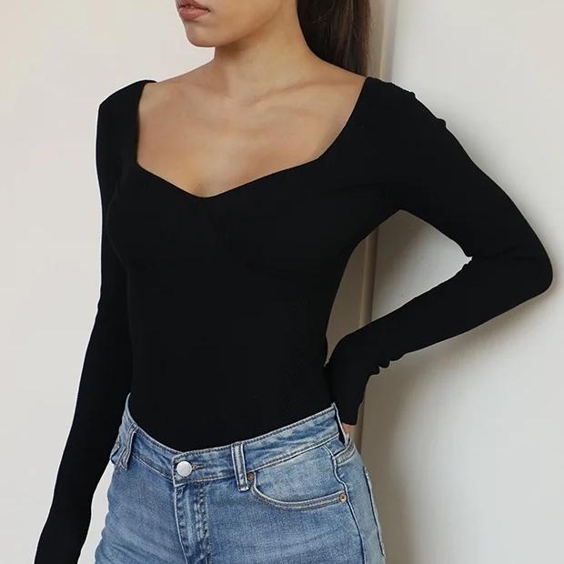 Stylish Sexy Long Sleeve Knitted Bodysuit | LateurGo