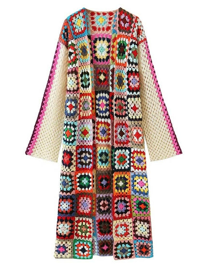 Hand-Knitted Open-Stitch Crochet Cardigan Jacket