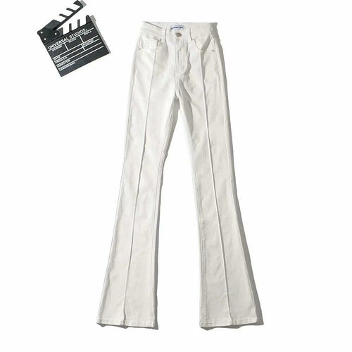 LateurGo High Waist Hollow Flare Pants Denim Jeans for Women 