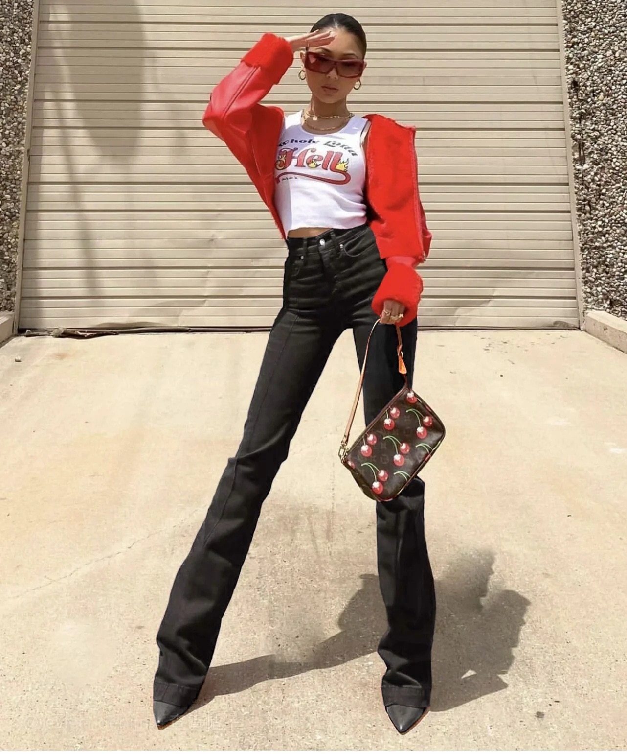 LateurGo High Waist Hollow Flare Pants Denim Jeans for Women 