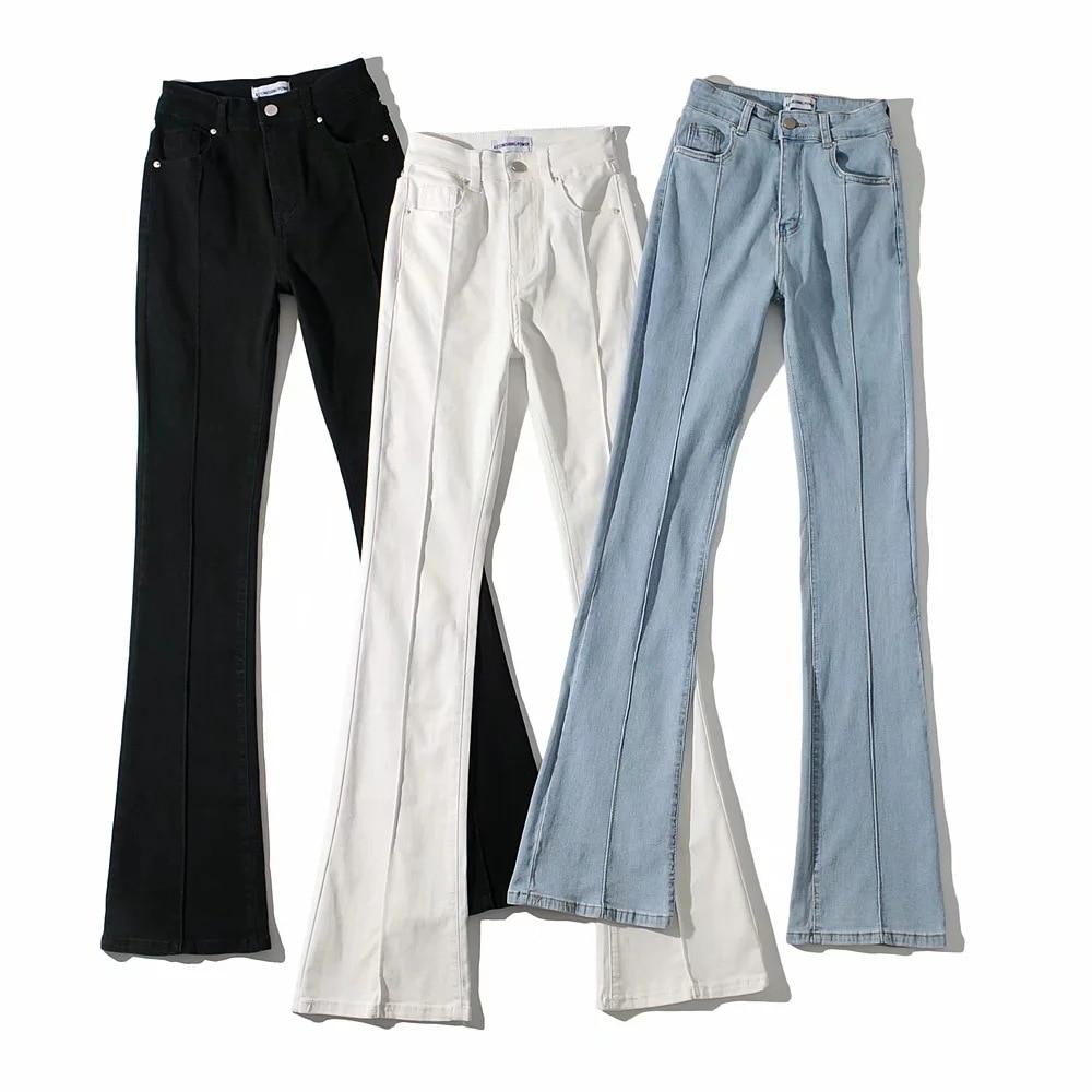 LateurGo High Waist Hollow Flare Pants Denim Jeans for Women 