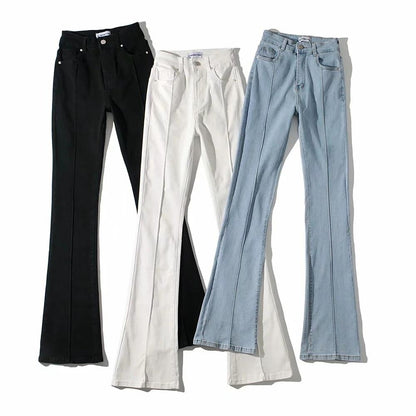LateurGo High Waist Hollow Flare Pants Denim Jeans for Women 