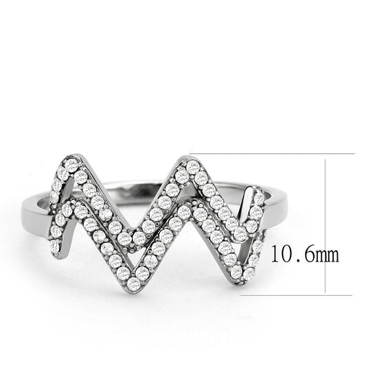 LateurGo No Plating Stainless Steel Ring with AAA Grade CZ in Clear