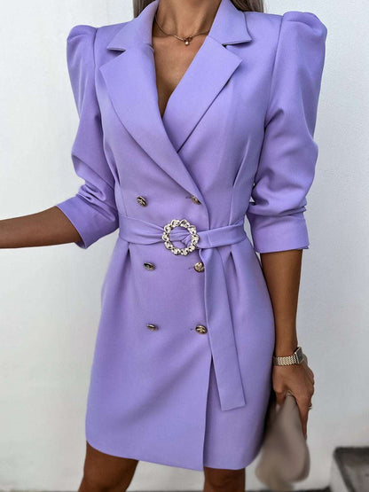 LateurGo Notched Collar Blazer Straight Dress