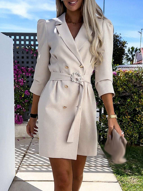 LateurGo Notched Collar Blazer Straight Dress