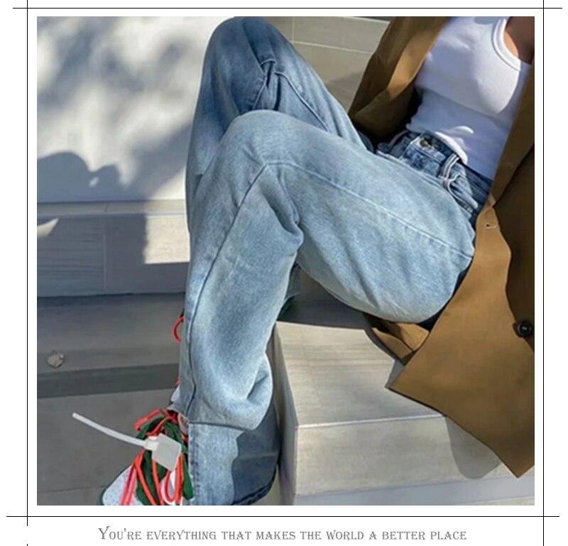 LateurGo High waist split jeans with pockets for women, perfect for autumn and winter 