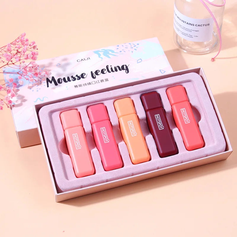5 Vibrant Colors Shimmering Glaze Lip Gloss Set