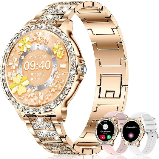 LateurGo i58 Diamond Women Smartwatch with Music Play, Fitness Tracker, and BT Dial Call