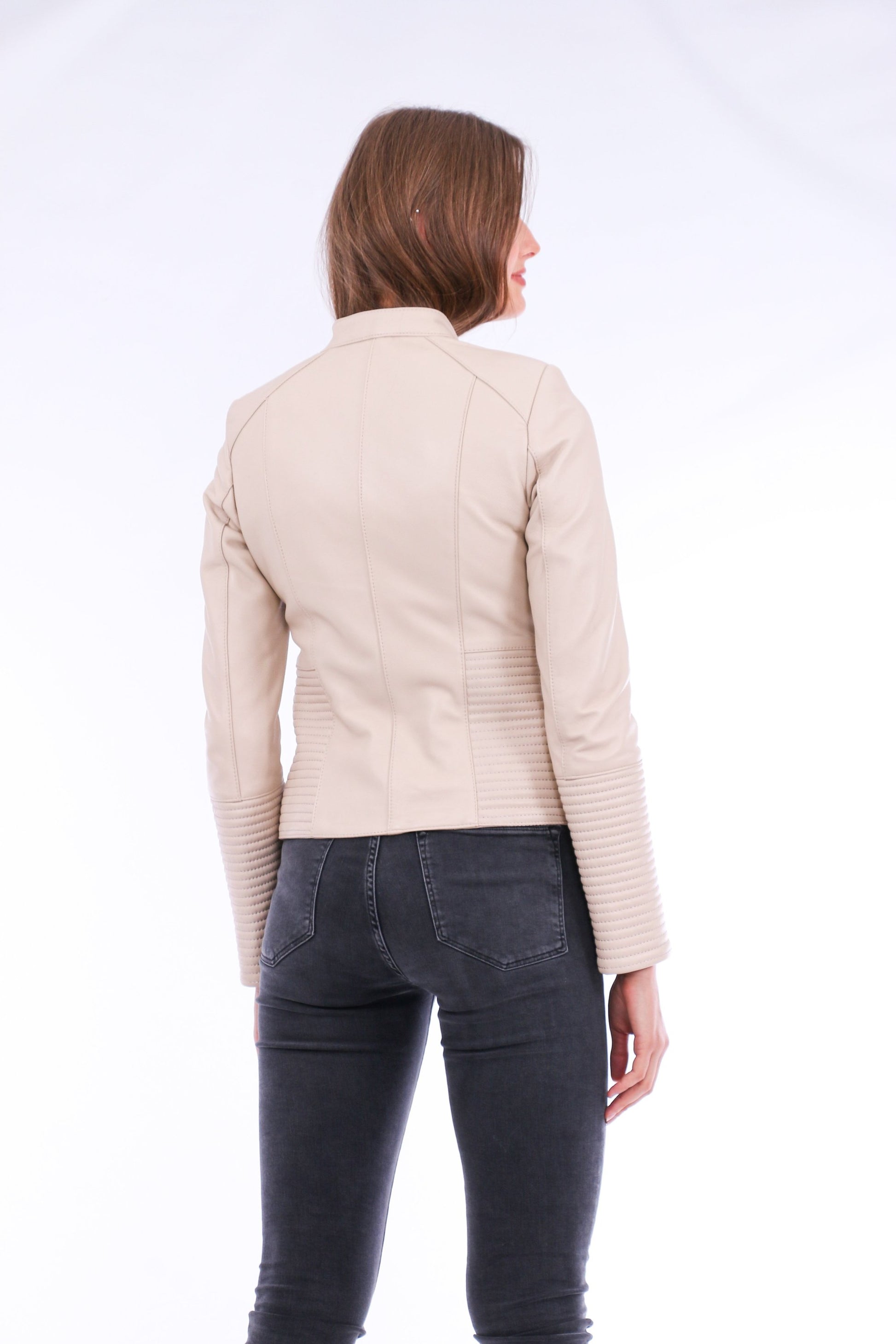 Stylish White Ravenna Leather Biker Jacket | LateurGo
