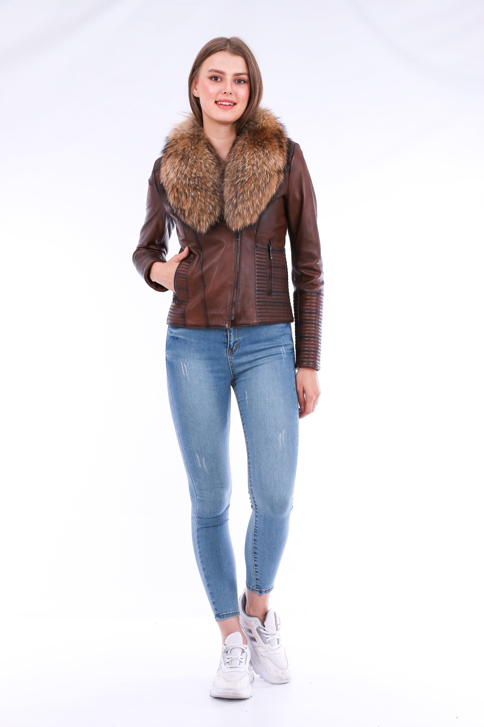 Brown Ravenna Leather Biker Jacket | LateurGo