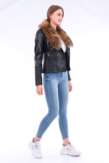 Jackets | Black Ravenna Leather Biker Jacket | LateurGo