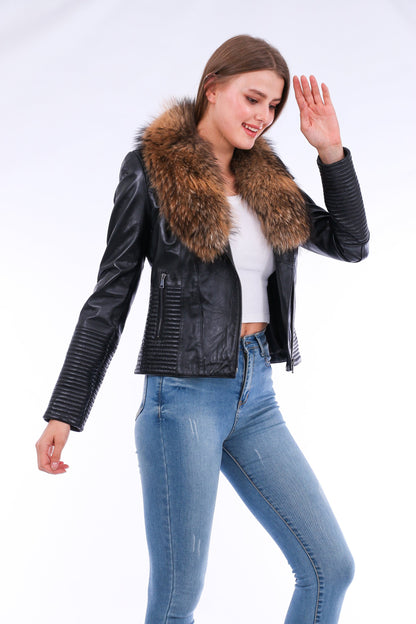 Jackets | Black Ravenna Leather Biker Jacket | LateurGo