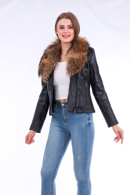Jackets | Black Ravenna Leather Biker Jacket | LateurGo