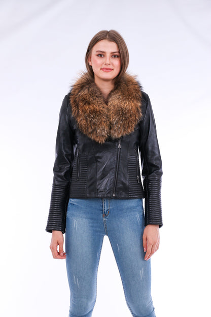 Jackets | Black Ravenna Leather Biker Jacket | LateurGo