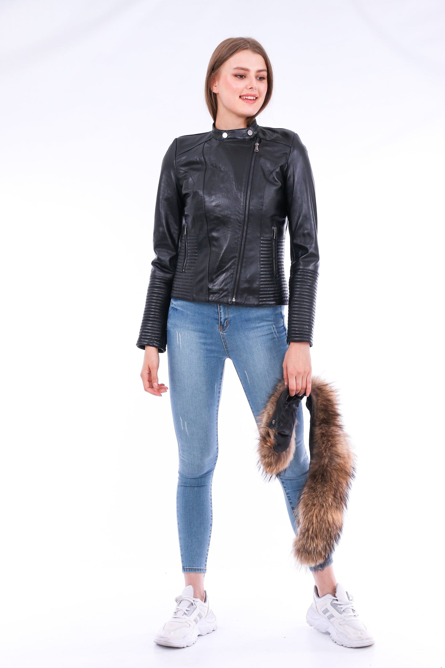 Jackets | Black Ravenna Leather Biker Jacket | LateurGo