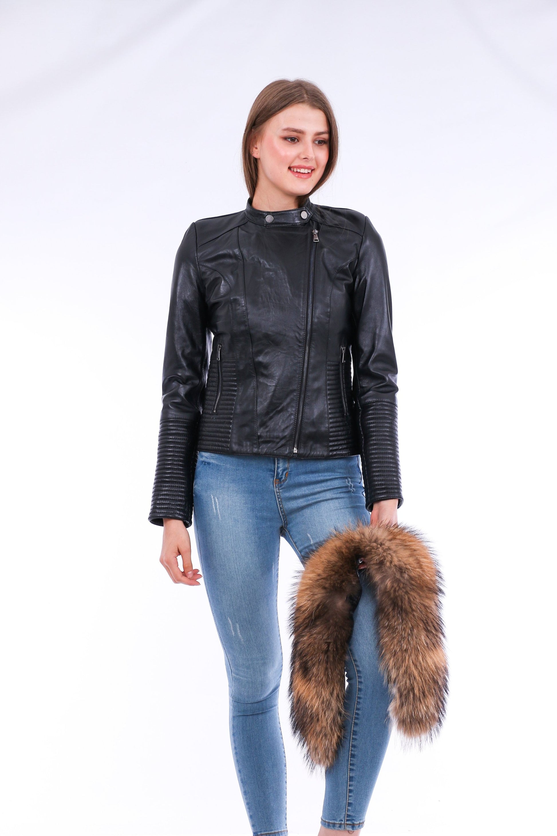 Jackets | Black Ravenna Leather Biker Jacket | LateurGo
