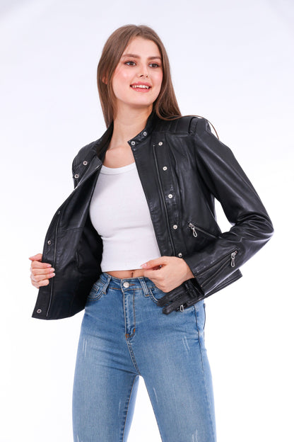 Rovigo Black Leather Biker Jacket | Stylish Outerwear