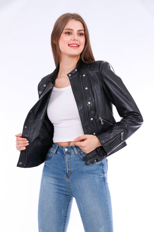 Rovigo Black Leather Biker Jacket | Stylish Outerwear