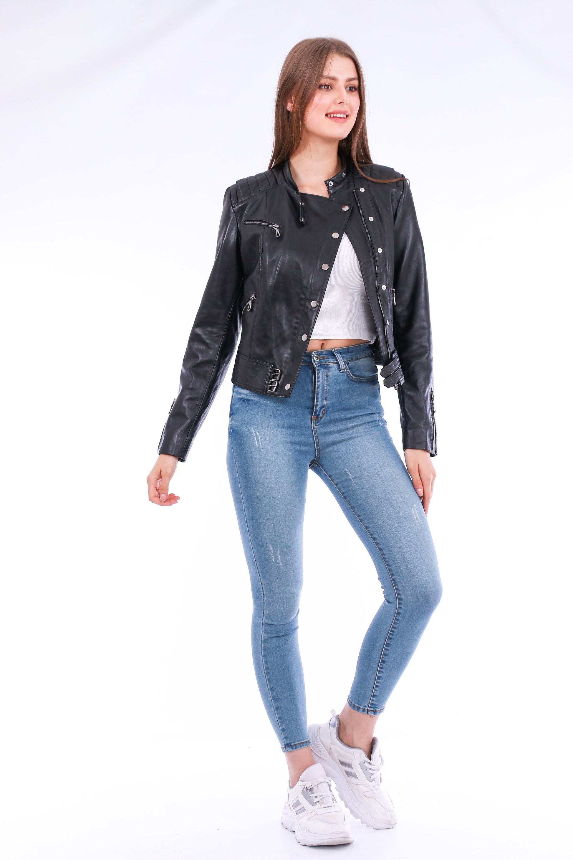 Rovigo Black Leather Biker Jacket | Stylish Outerwear