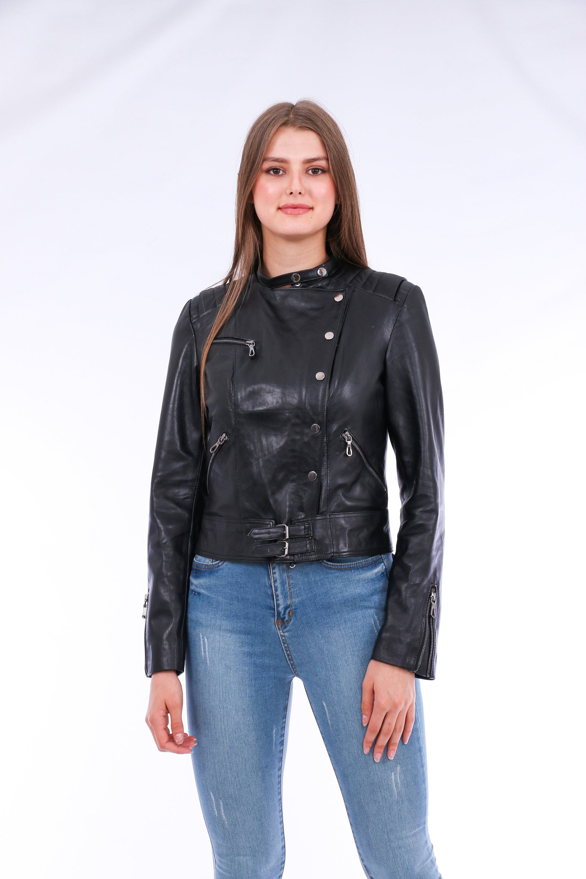Rovigo Black Leather Biker Jacket | Stylish Outerwear