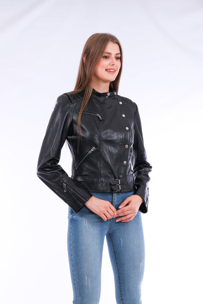 Rovigo Black Leather Biker Jacket | Stylish Outerwear