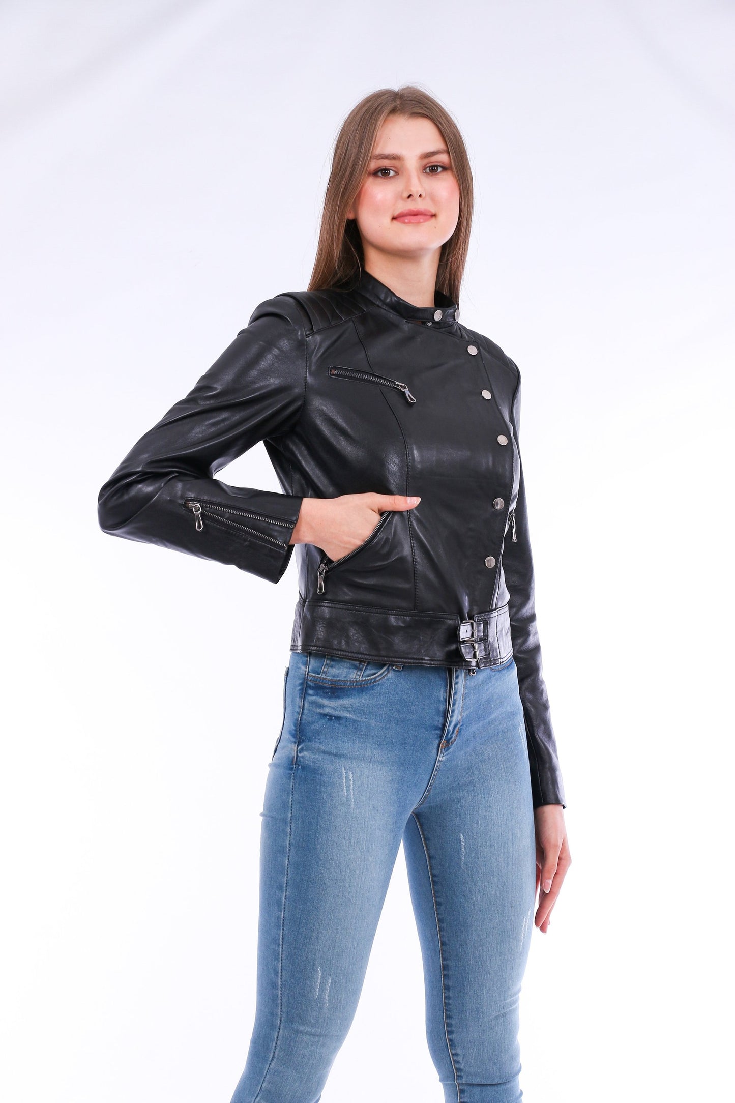 Rovigo Black Leather Biker Jacket | Stylish Outerwear