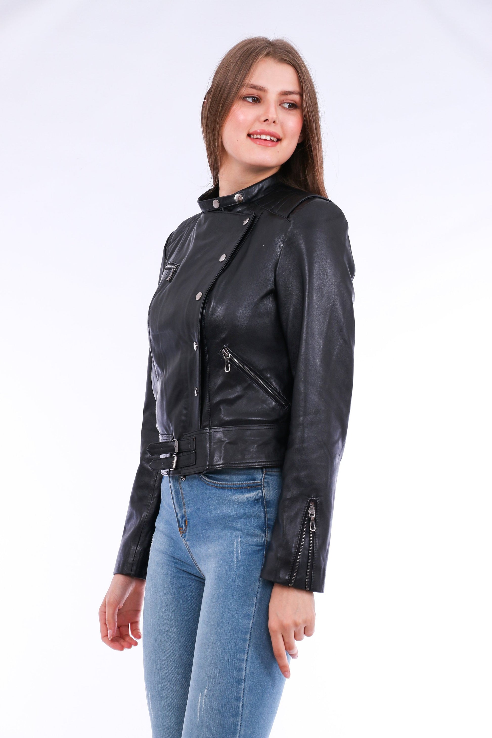 Rovigo Black Leather Biker Jacket | Stylish Outerwear