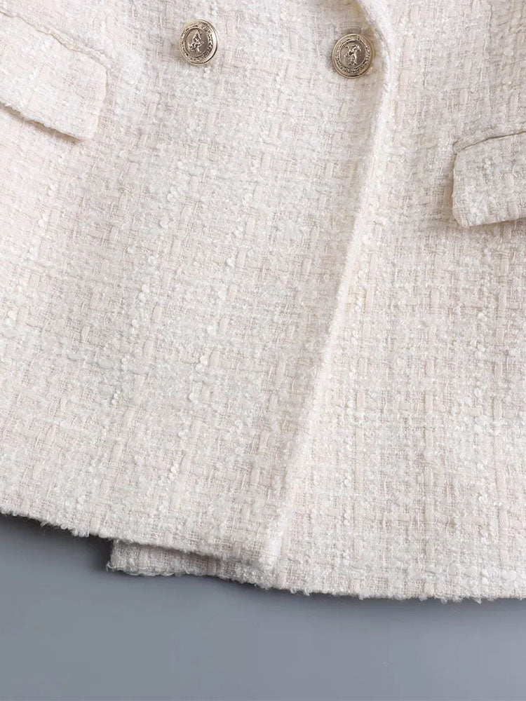 LateurGo Women's Double Breasted Tweed Blazer Coat