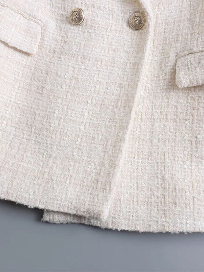 LateurGo Women's Double Breasted Tweed Blazer Coat