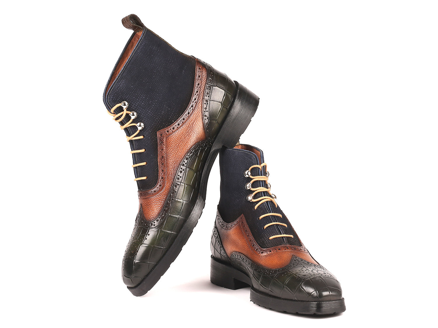 LateurGo Paul Parkman Three Tone Wingtip Boots with Rubber Sole