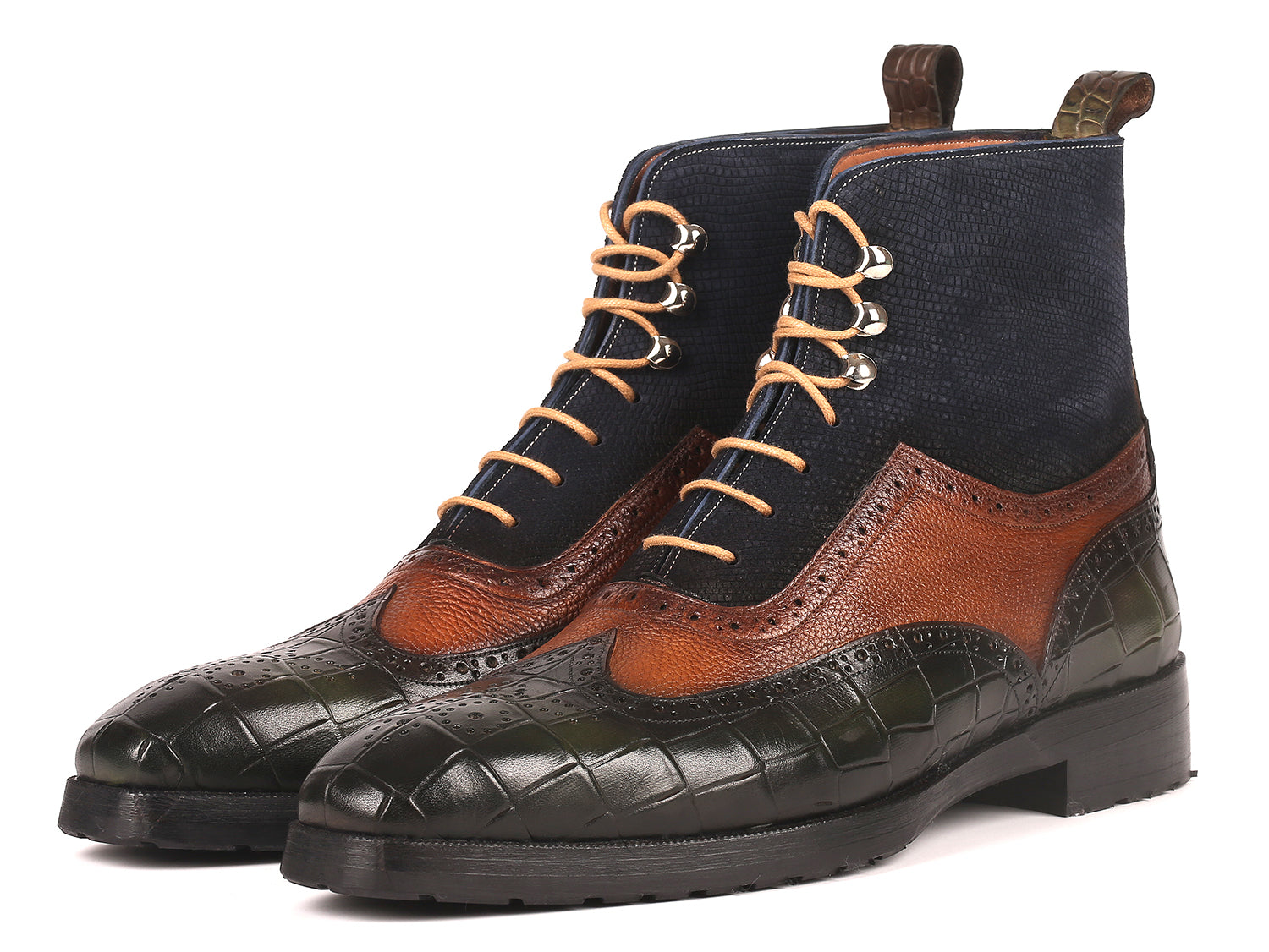 LateurGo Paul Parkman Three Tone Wingtip Boots with Rubber Sole