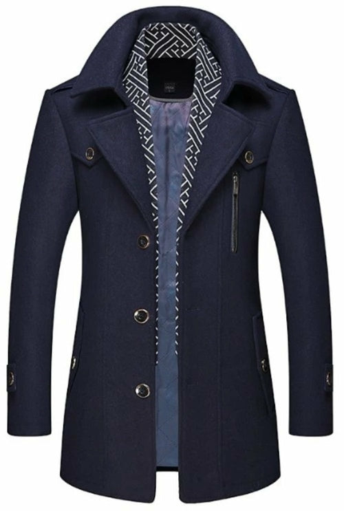 Men's Layered Collar Mid Length Stylish Coat