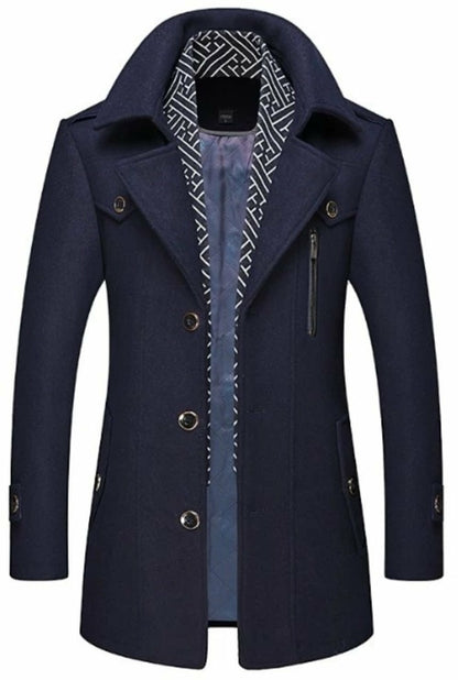 Men's Layered Collar Mid Length Stylish Coat